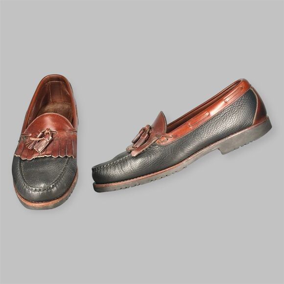 Allen Edmonds Nashua 32373 Pebbled Kilte Tassel Loafers Size 13 D Black Brown - Picture 1 of 16